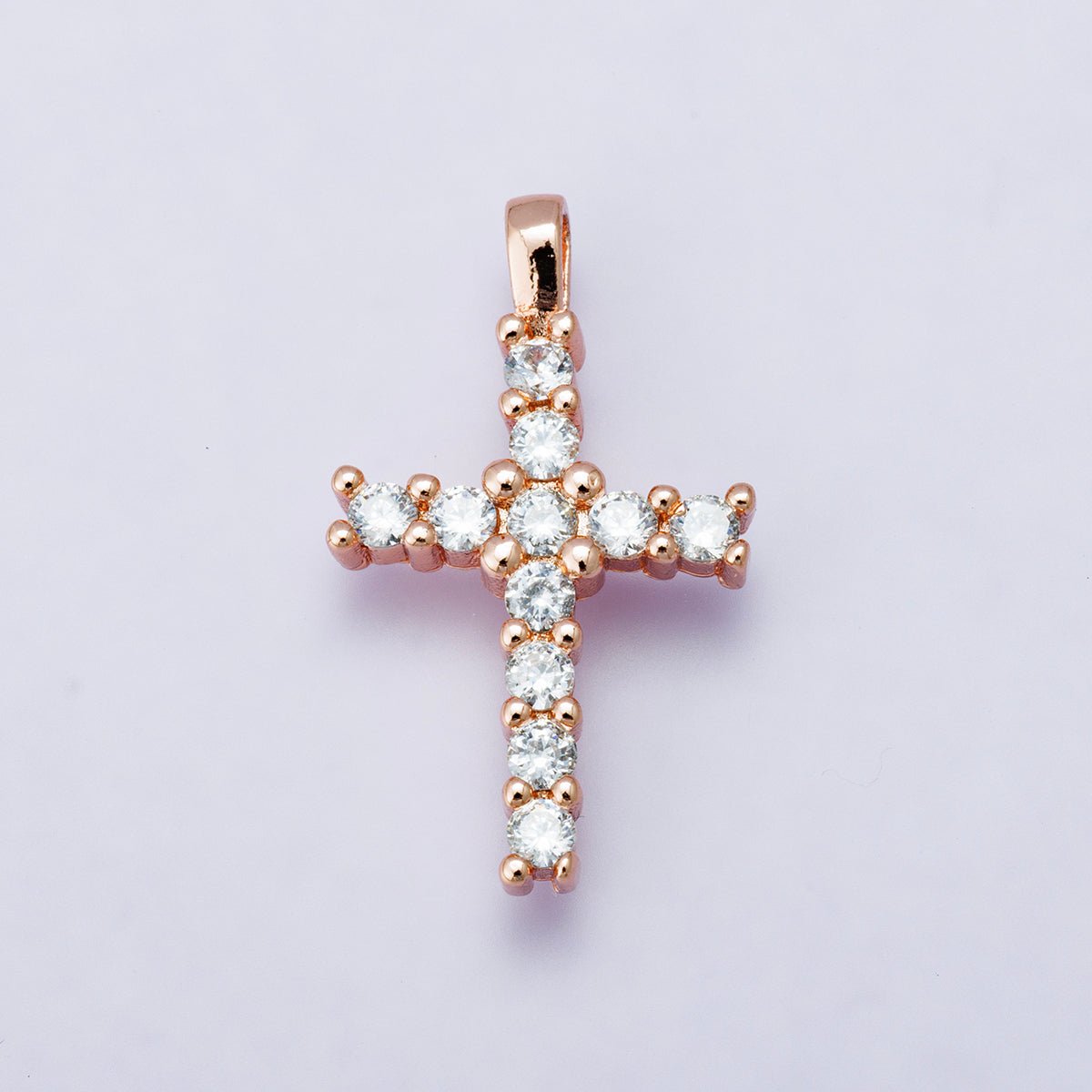 14K Gold Filled 24mm Micro Paved CZ Religious Cross Pendant in Gold, Silver, Rose Gold | H00230 - DLUXCA