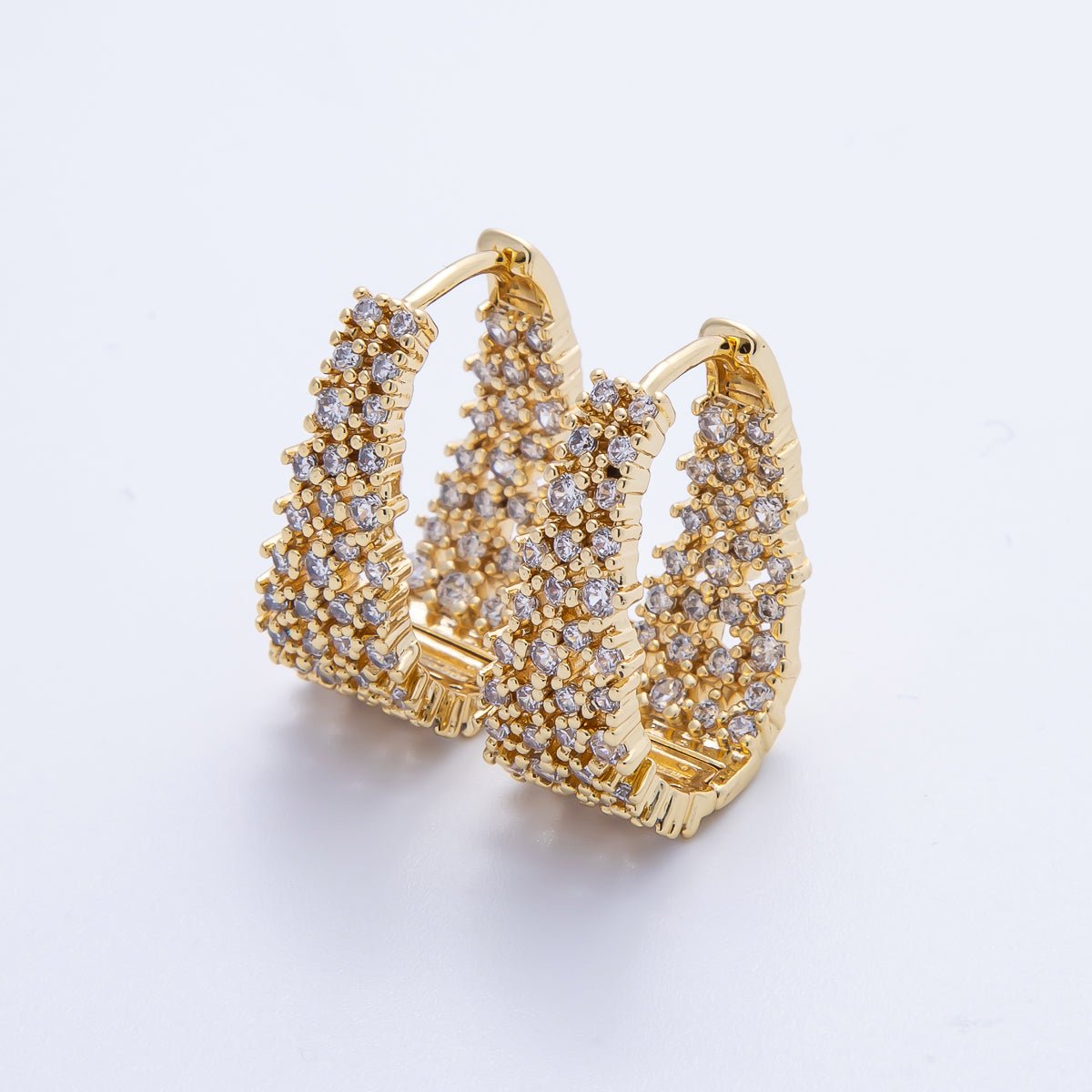 14K Gold Filled 24mm Statement Micro Paved CZ Cluster Hoop Earrings | EARRINGS - 00002 EARRINGS - 00003 - DLUXCA