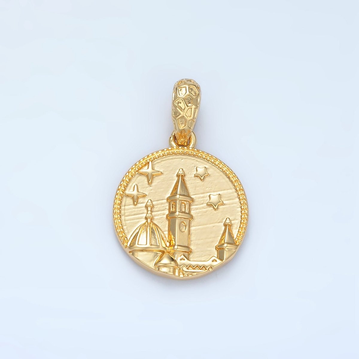 14K Gold Filled 25mm Celestial Starry Night Town City Pendant | I527 - DLUXCA