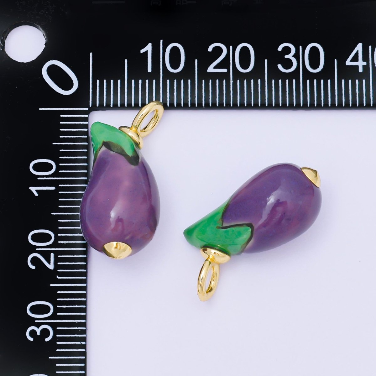 14K Gold Filled 25mm Eggplant Vegetable Ceramic Drop Pendant | AF - 1304 - DLUXCA