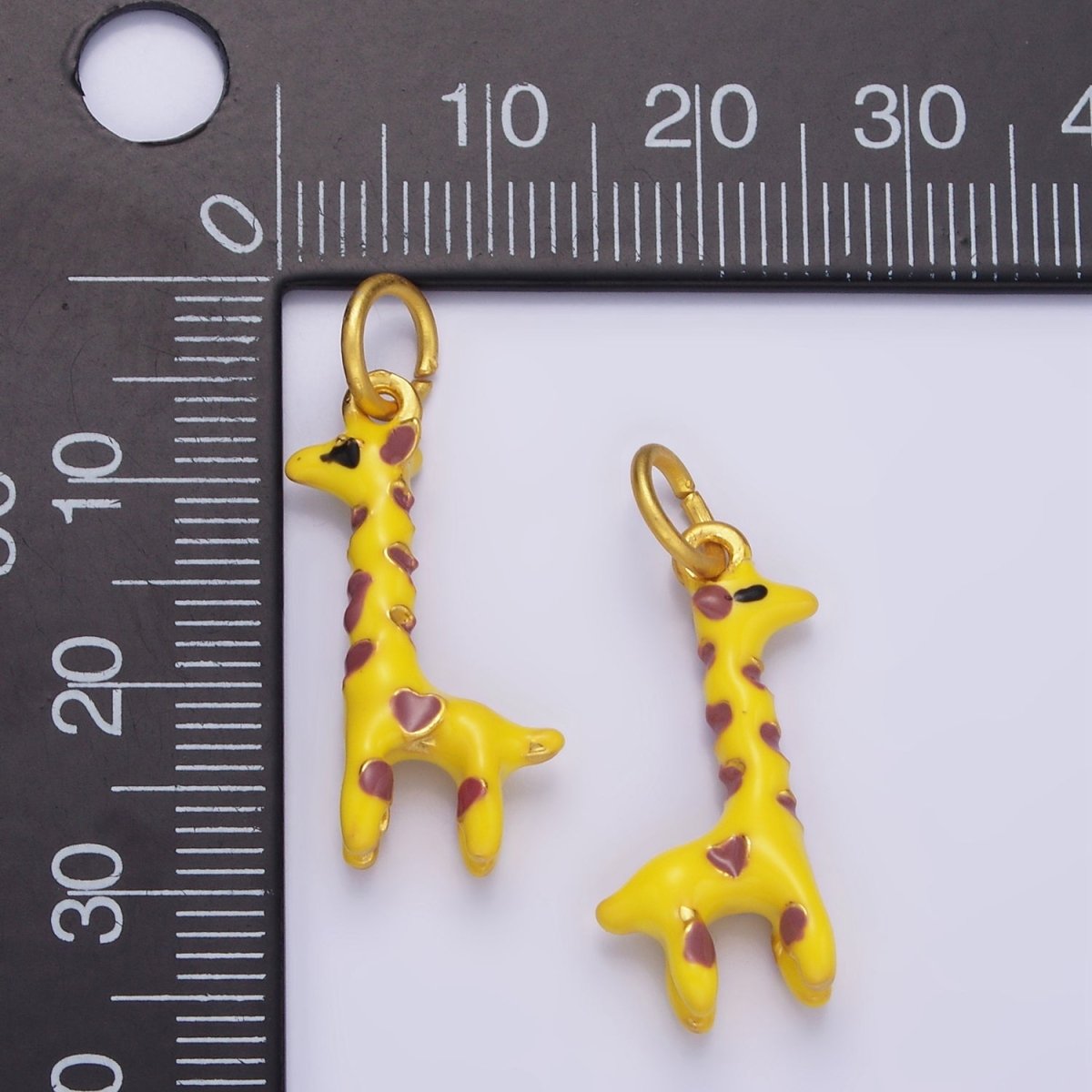 14K Gold Filled 25mm Giraffe Safari Animal Enamel Charm | AG698 - DLUXCA