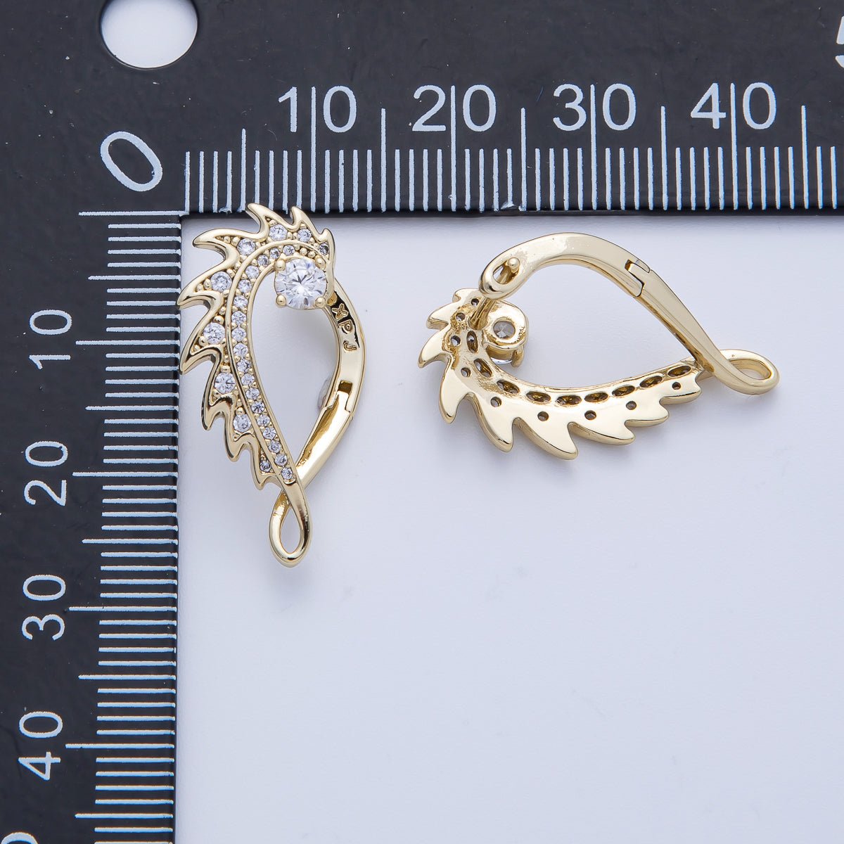 14K Gold Filled 25mm Micro Paved CZ Curved Spiked Hoop Earrings Set | Earrings - 00102 - DLUXCA