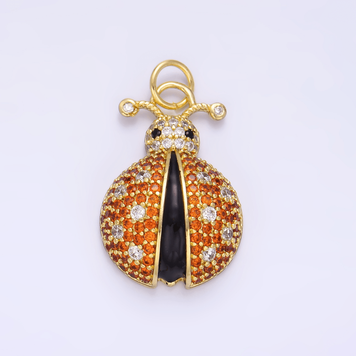 14K Gold Filled 25mm Micro Paved CZ Ladybug Insect Animal Charm | W244 - DLUXCA