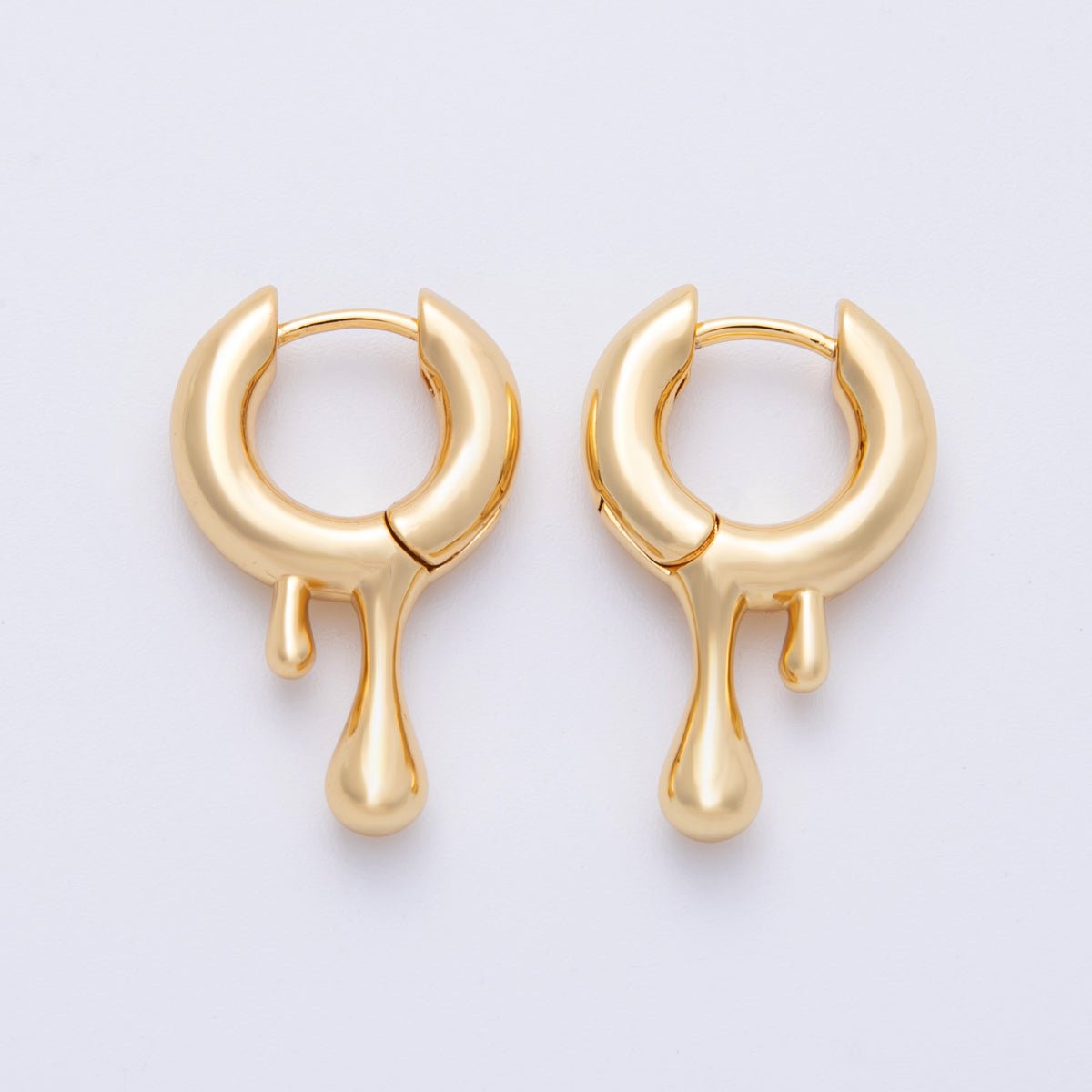 14K Gold Filled 25mm Simple Drip Metal Hoop Earrings | Earr - 00023 - DLUXCA