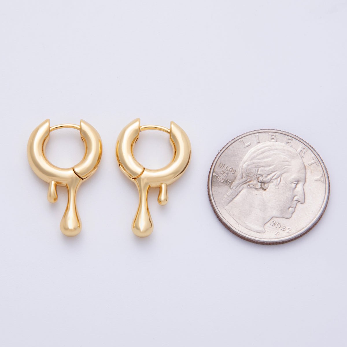 14K Gold Filled 25mm Simple Drip Metal Hoop Earrings | Earr - 00023 - DLUXCA