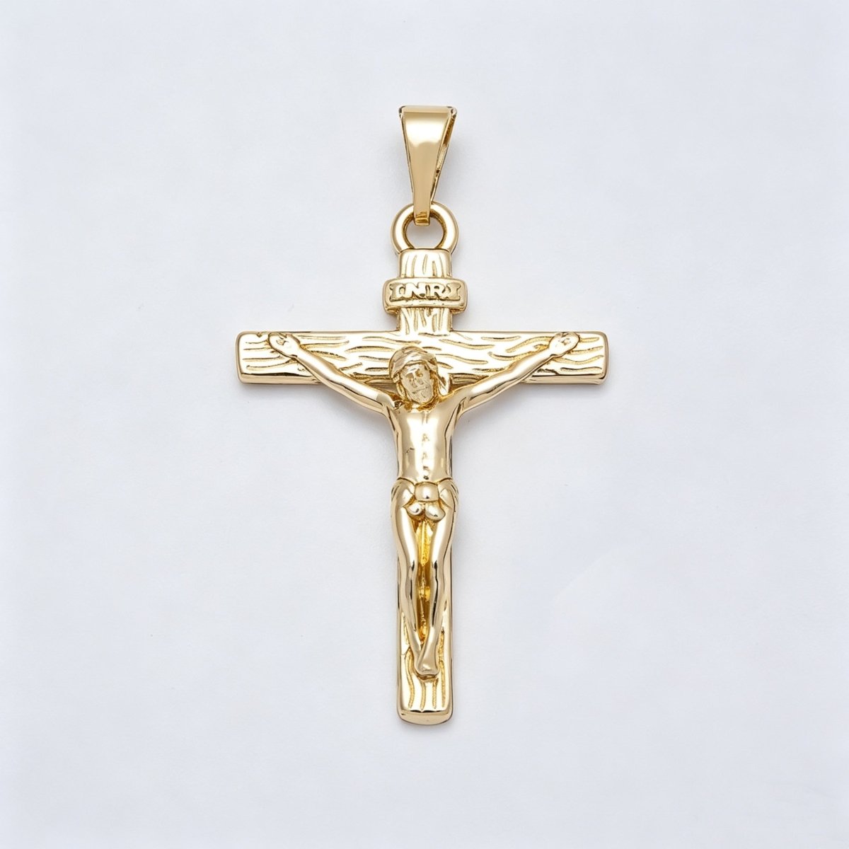 14K Gold Filled 28mm Minimalist Crucifix Cross Religious Pendant | Charms - 00521 - DLUXCA