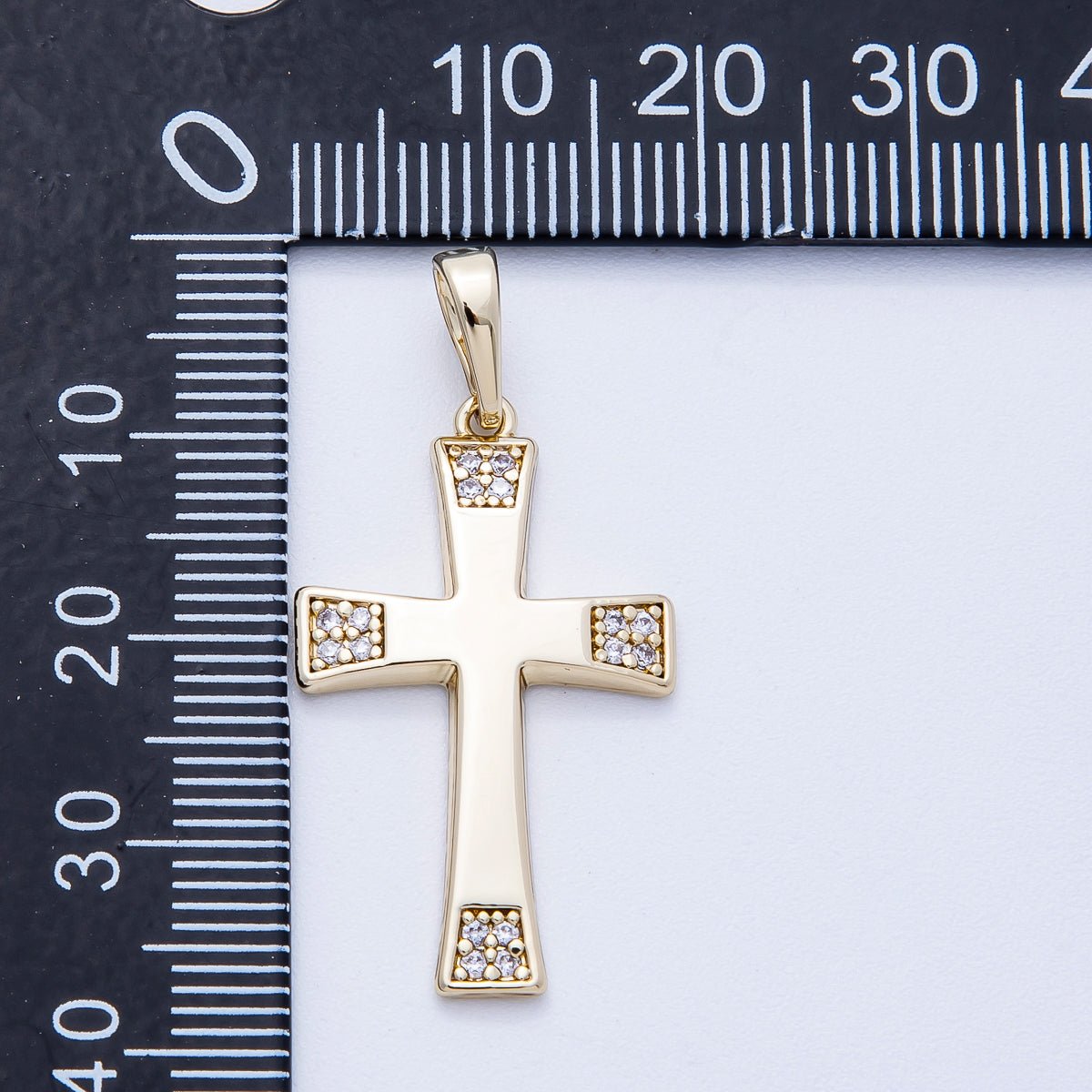 14K Gold Filled 29mm Micro Paved CZ Passion Cross Pendant | Charms - 00352 - DLUXCA
