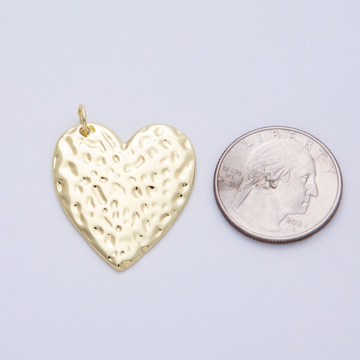 14K Gold Filled 30.5mm Hammered Heart Charm | Charms - 00061 - DLUXCA
