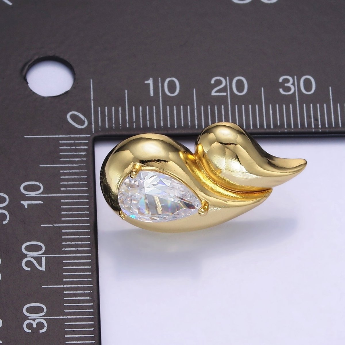 14K Gold Filled 30mm Double Teardrop CZ Stud Earrings Set | P502 - DLUXCA
