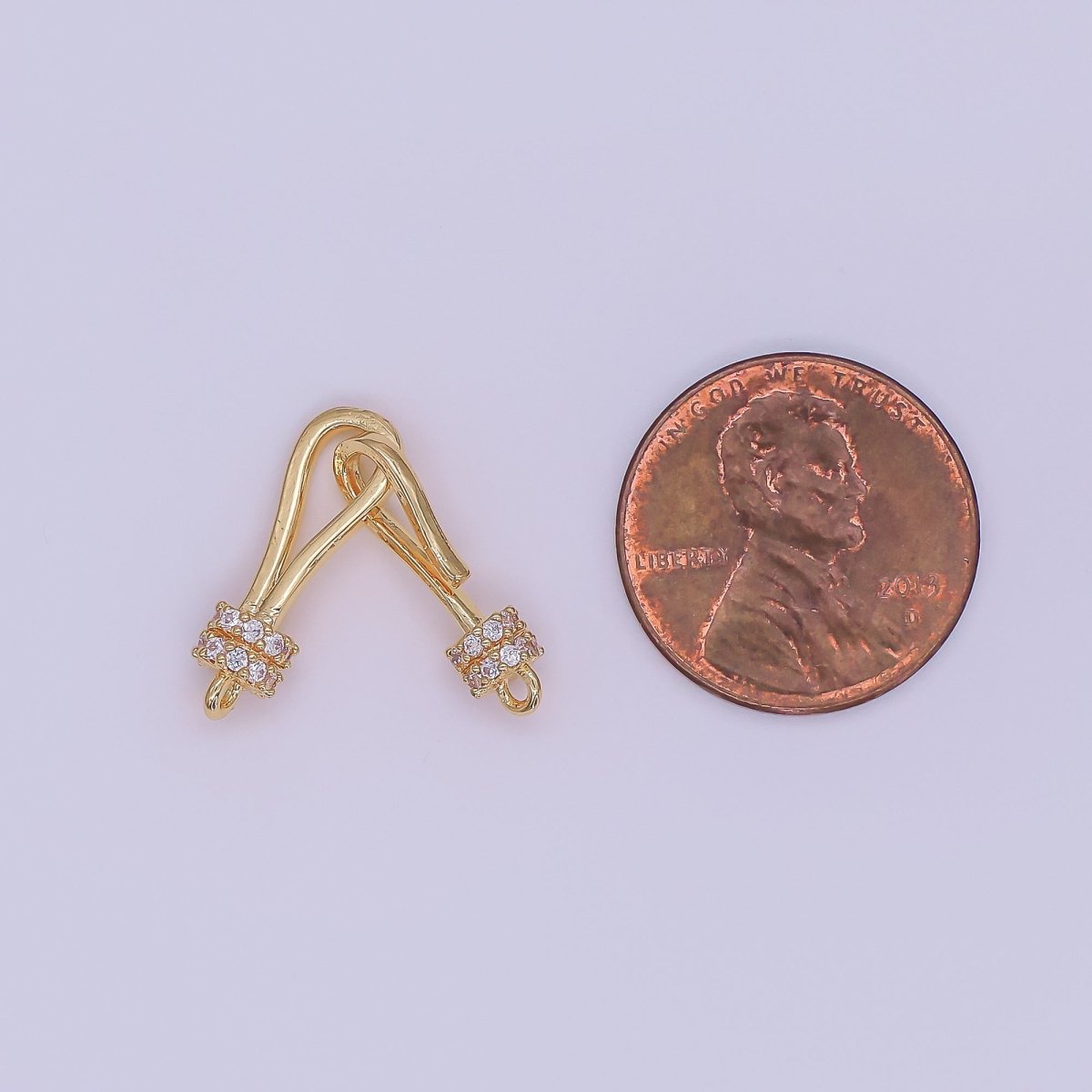14K Gold Filled 30mm Hook Loop Micro Paved CZ Connector Jewelry Findings Supply | Z660 - DLUXCA