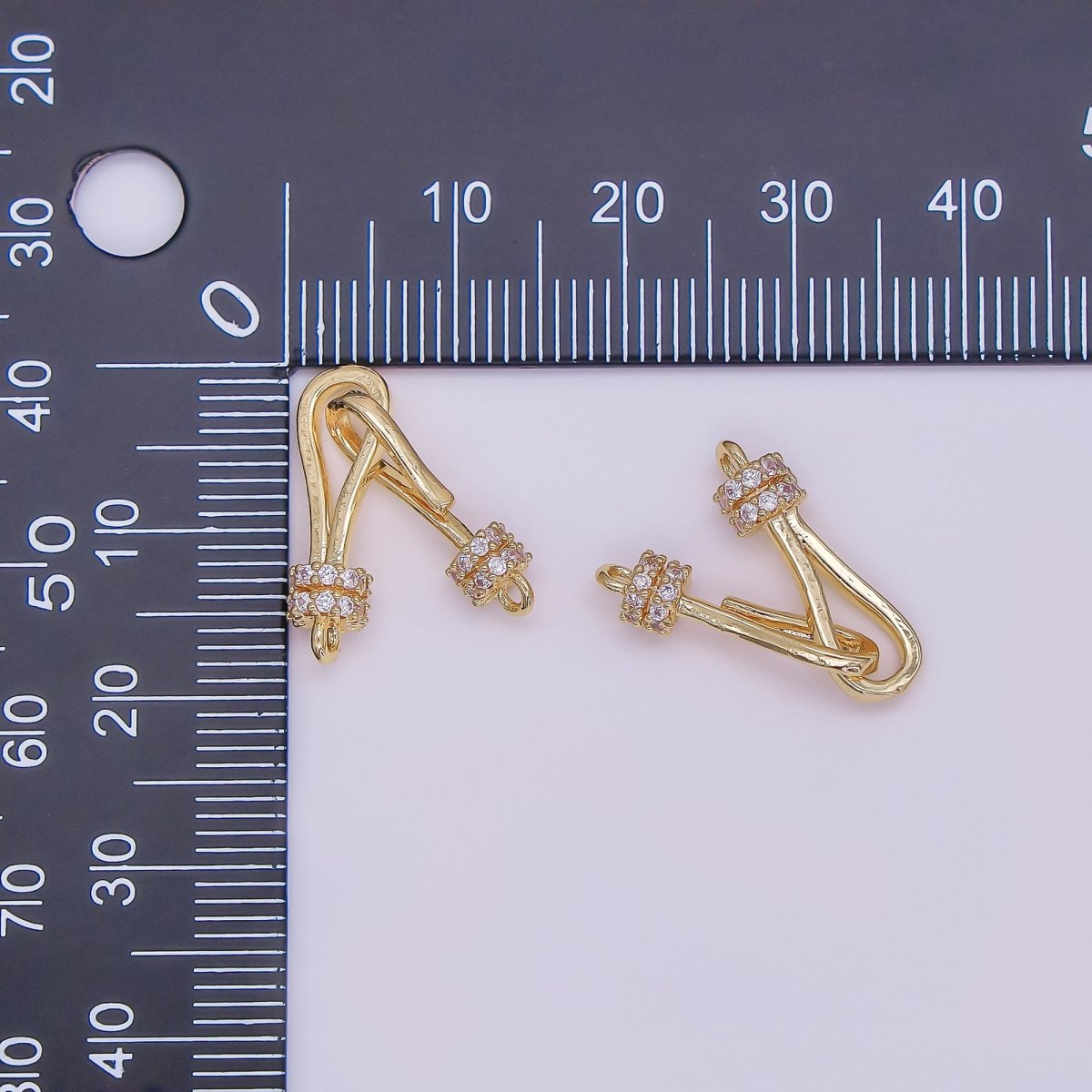 14K Gold Filled 30mm Hook Loop Micro Paved CZ Connector Jewelry Findings Supply | Z660 - DLUXCA