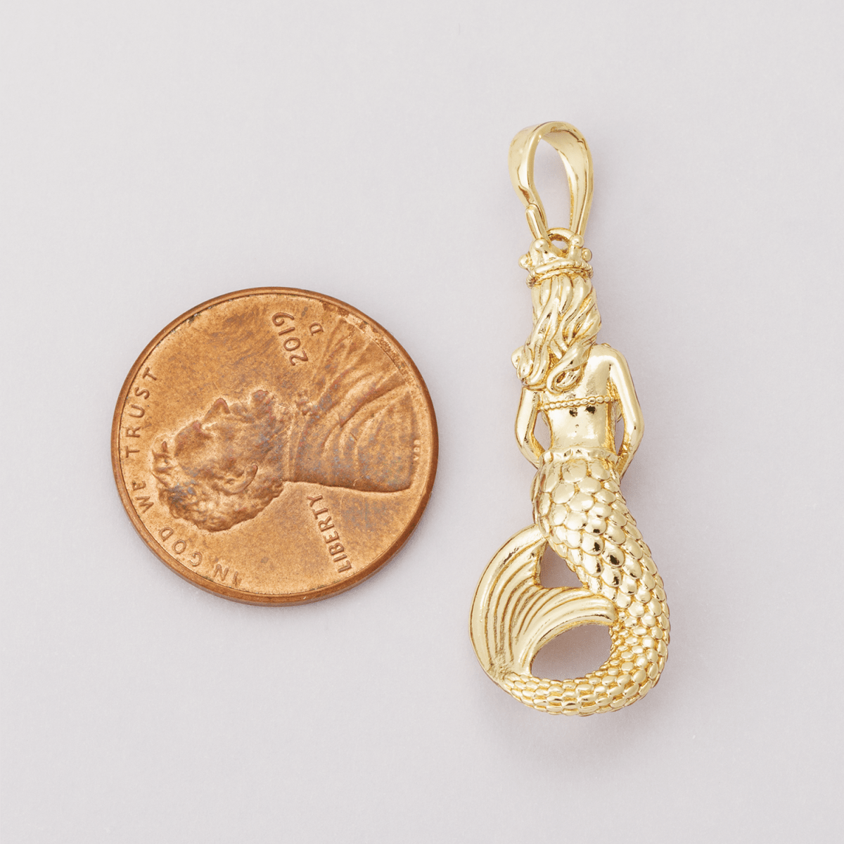 14K Gold Filled 30mm Mermaid Sea Multidimensional 3D Pendant | I00004 - DLUXCA