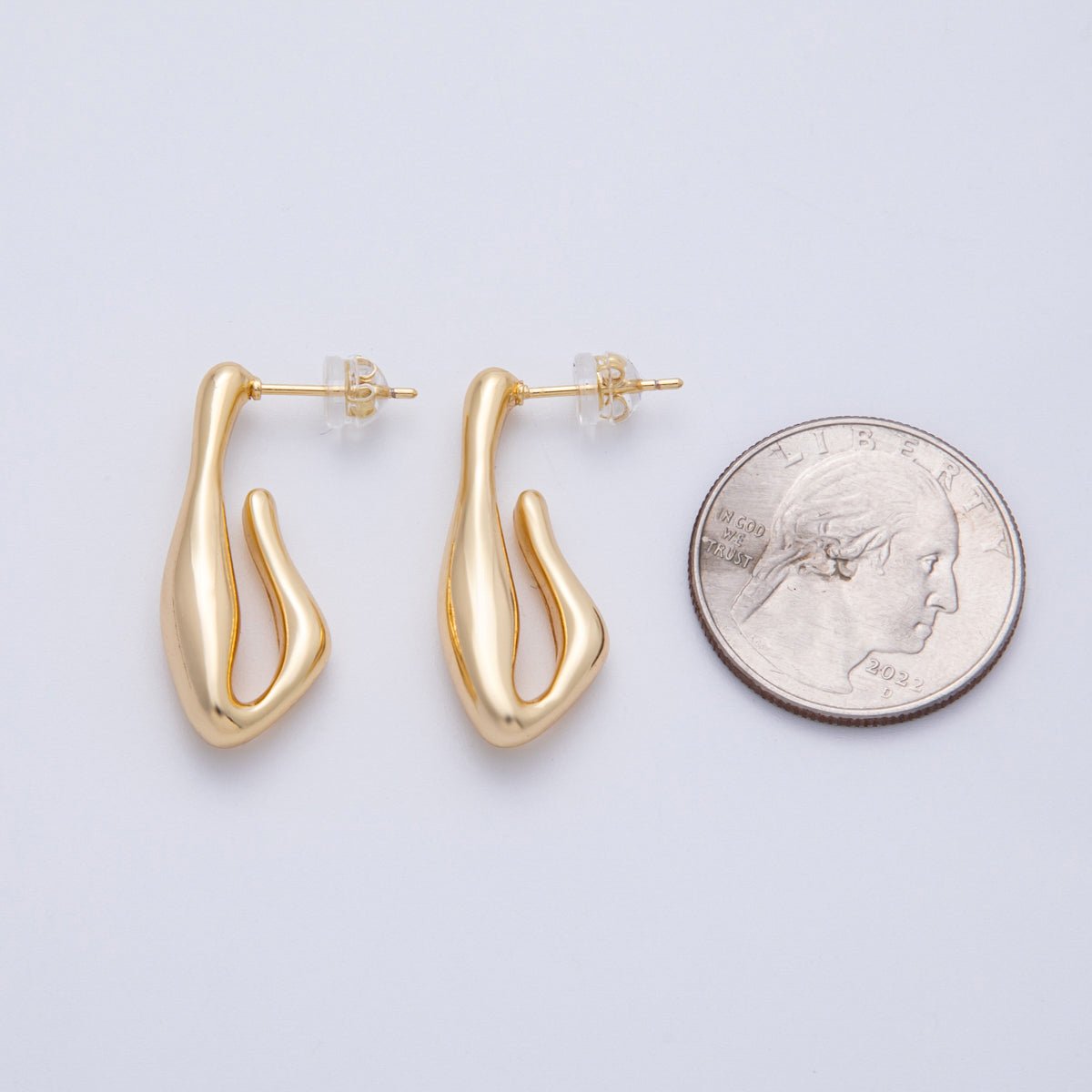14K Gold Filled 30mm Molten J - Shaped Hoop Earrings | Earrings - 00060 - DLUXCA