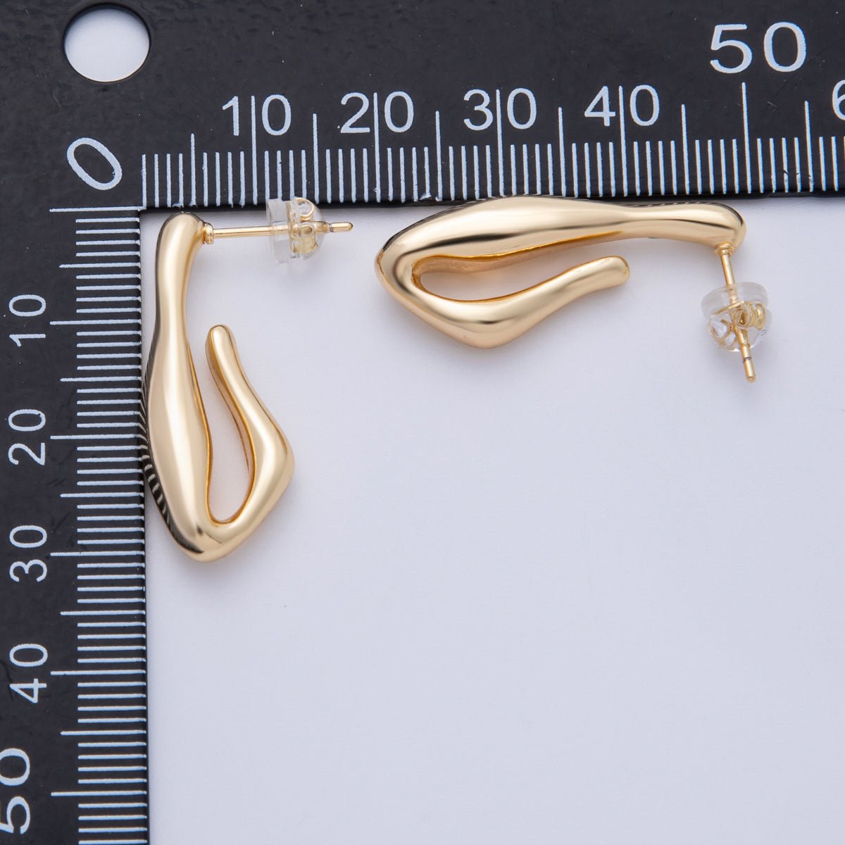 14K Gold Filled 30mm Molten J - Shaped Hoop Earrings | Earrings - 00060 - DLUXCA