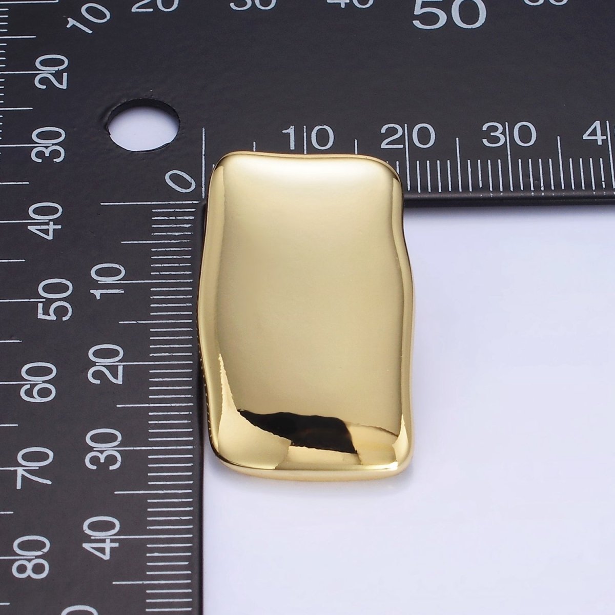 14K Gold Filled 30mm Rectangle Bar Minimalist Stud Earrings in Gold & Silver | P500 P501 - DLUXCA