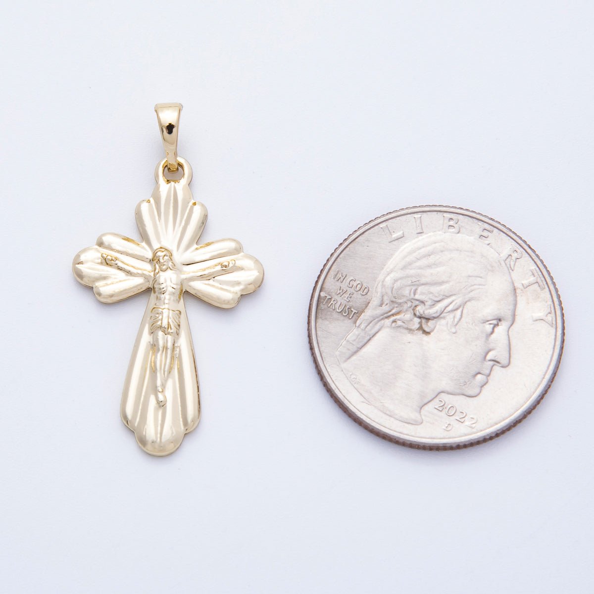 14K Gold Filled 30mm Religious Crucifix Passion Cross Pendant | Charms - 00216 - DLUXCA