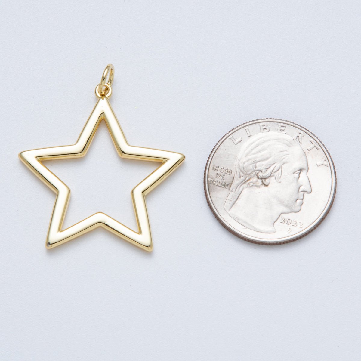 14K Gold Filled 32.5mm Minimalist Open Celestial Star Charm | Charms - 00036 - DLUXCA