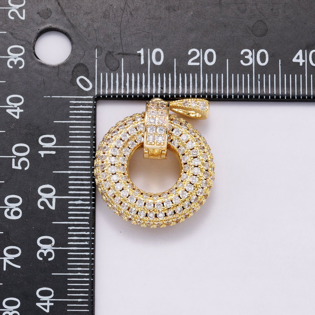 14K Gold Filled 35mm Micro Paved CZ Open Round Pendant in Gold & Silver | Charms - 00560 Charms - 00561 - DLUXCA