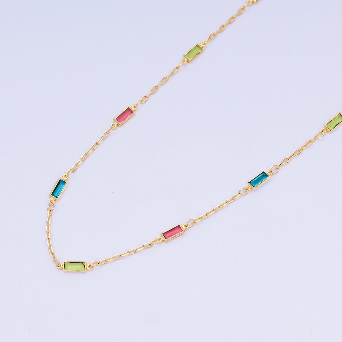 14K Gold Filled 3.7mm Rainbow Colorful Micro Paved CZ Unfinished Satellite Chain by Yard | ROLL - 1552 - DLUXCA