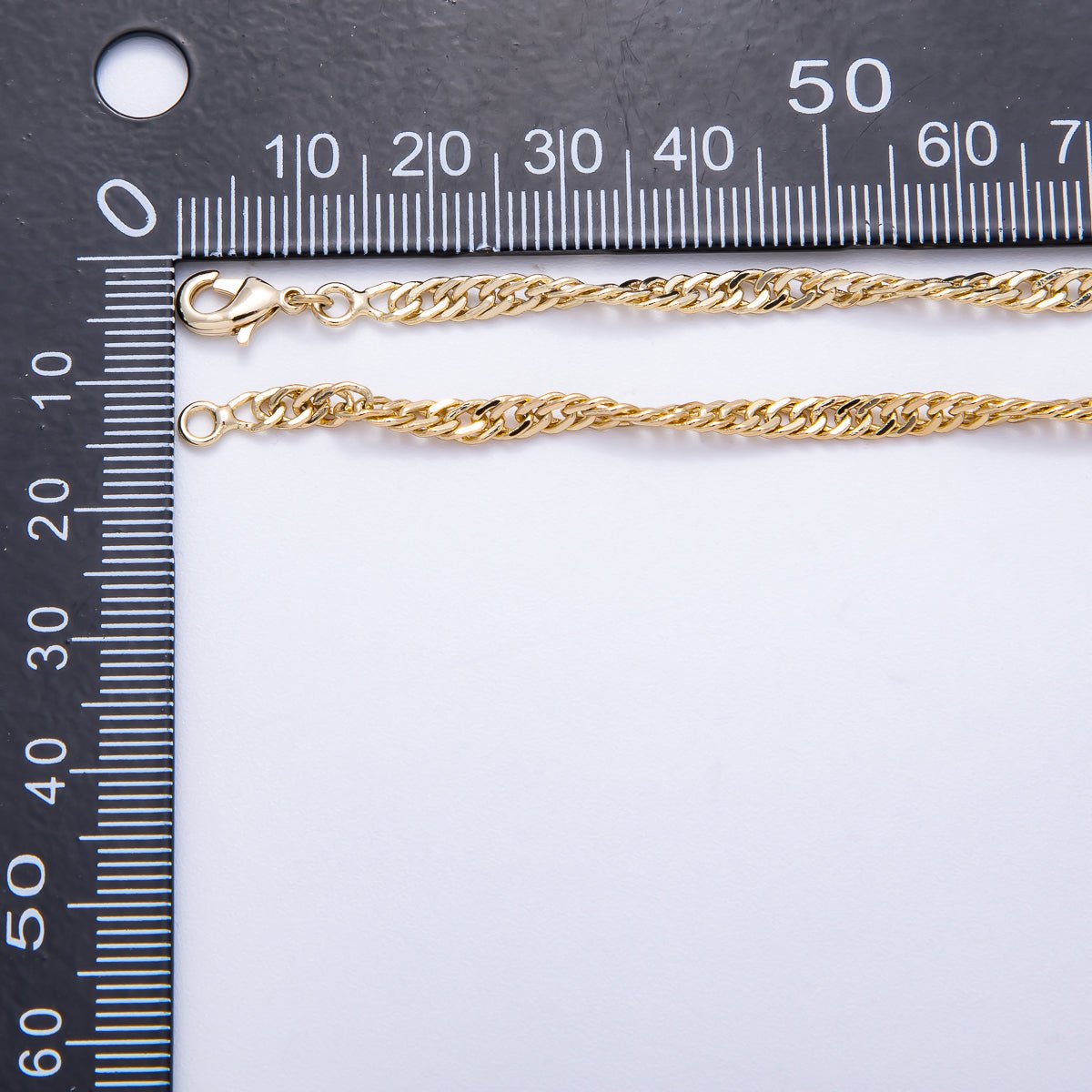 14K Gold Filled 3mm Minimalist Singapore Twist Chain 18 Inch Necklace | WA - 04300 - DLUXCA