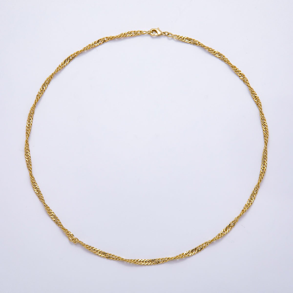 14K Gold Filled 3mm Minimalist Singapore Twist Chain 18 Inch Necklace | WA - 04300 - DLUXCA