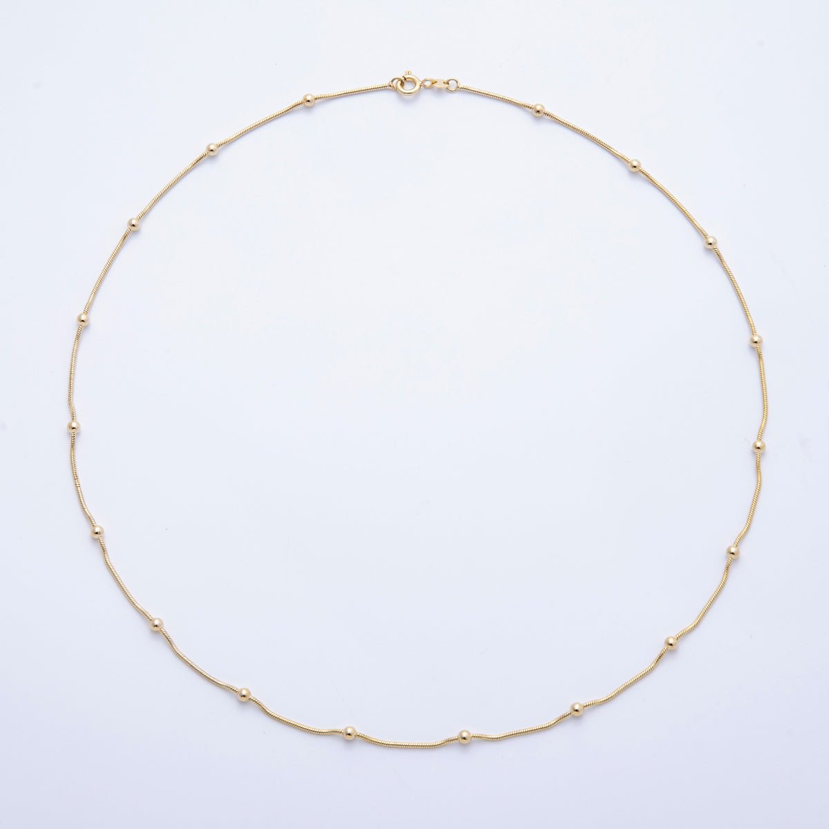 14K Gold Filled 3mm Round Ball Satellite Snake Chain 19 Inch Necklace | WA - 04194 - DLUXCA