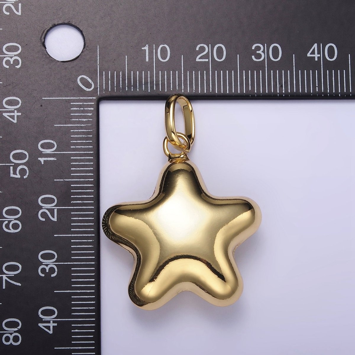 14K Gold Filled 40mm Celestial Star Minimalist Puffed Pendant in Gold & Silver | AA1315 AA1316 - DLUXCA