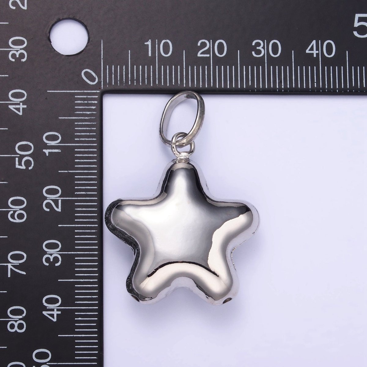 14K Gold Filled 40mm Celestial Star Minimalist Puffed Pendant in Gold & Silver | AA1315 AA1316 - DLUXCA