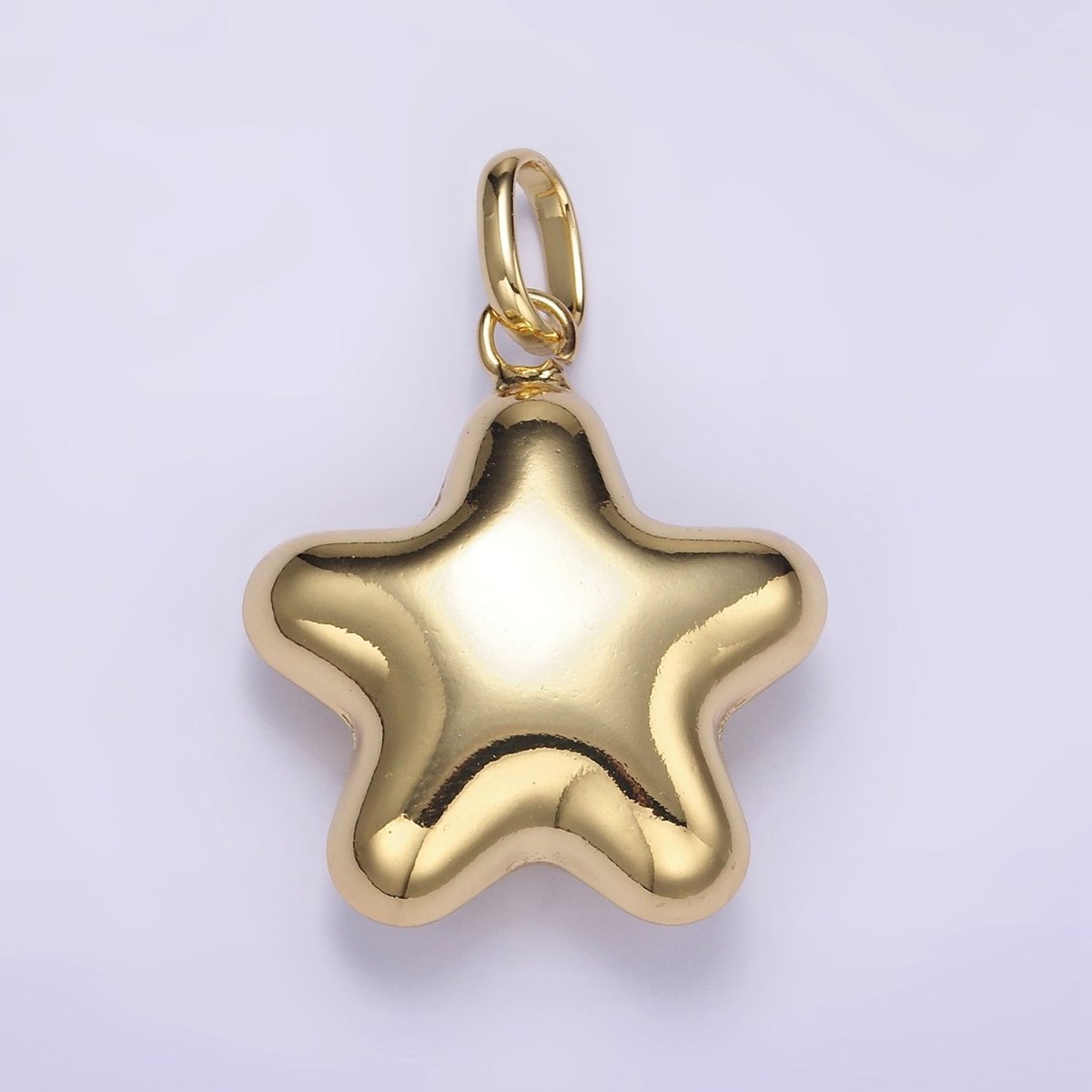 14K Gold Filled 40mm Celestial Star Minimalist Puffed Pendant in Gold & Silver | AA1315 AA1316 - DLUXCA