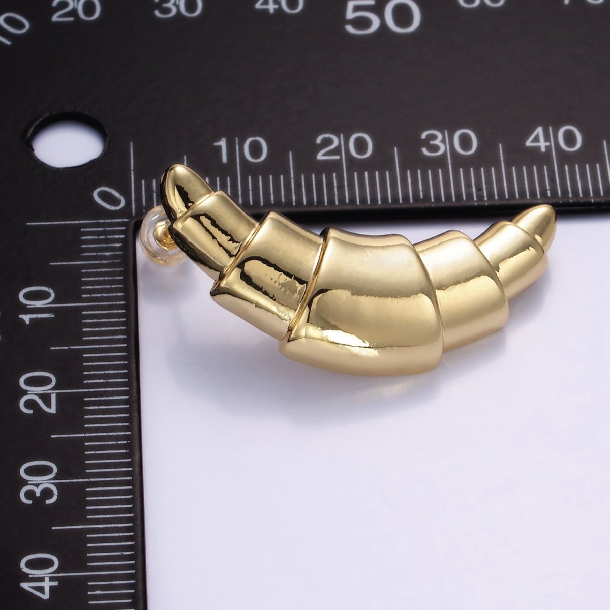 14K Gold Filled 40mm Minimalist Baguette Bread Stud Earrings | Q076 - DLUXCA
