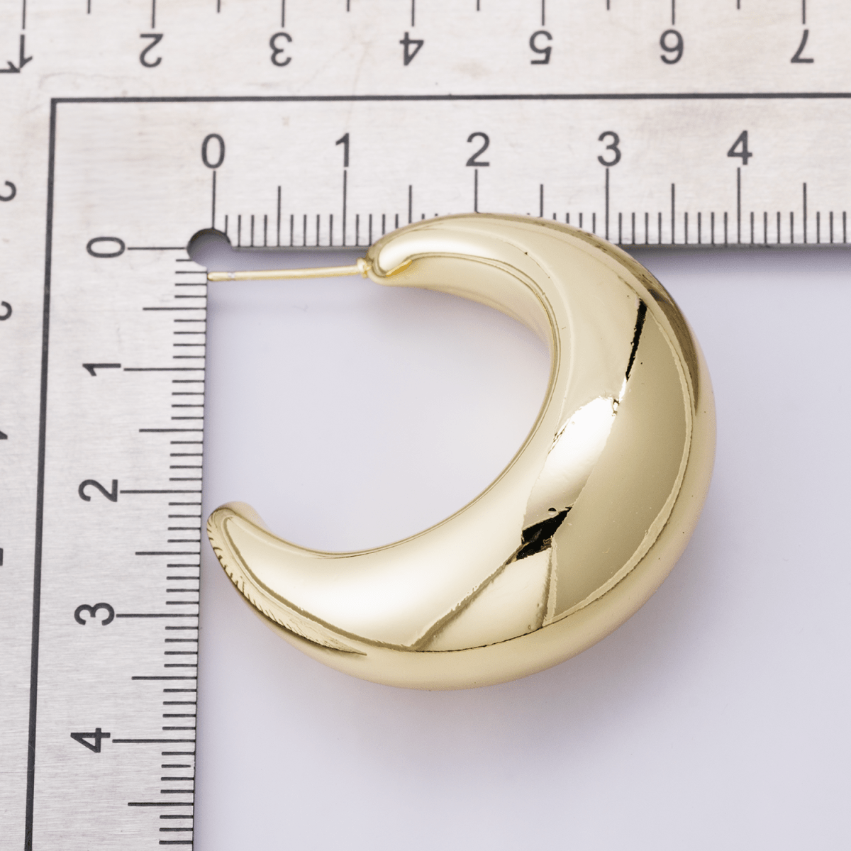 14K Gold Filled 40mm Minimalist Dome C - Shaped Hoop Earrings | P00408 - DLUXCA