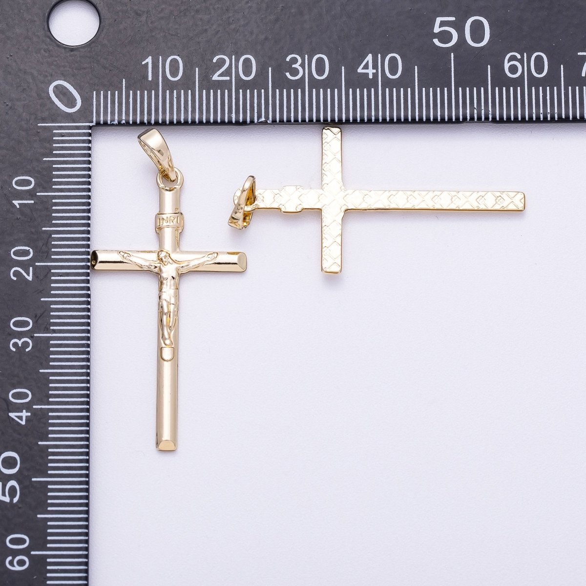 14K Gold Filled 40mm Religious Crucifix Cross Minimalist Pendant | Charms - 00567 - DLUXCA