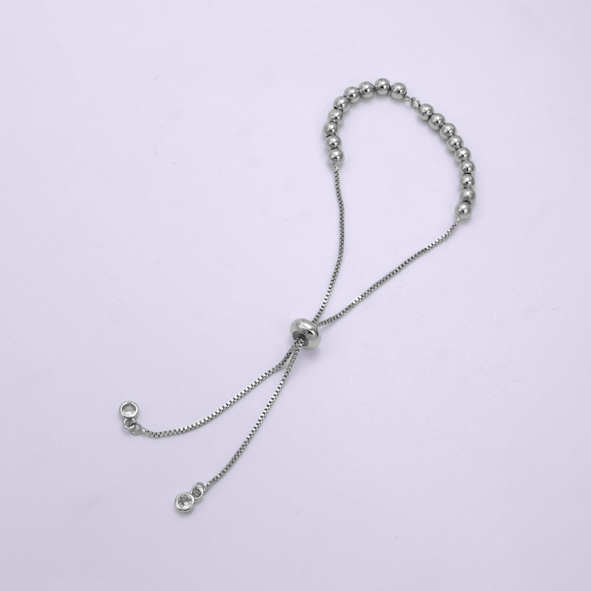 14K Gold Filled 4mm Beaded Bubble Box Chain Slider Bracelet Finding in Gold & Silver | L470 L469 - DLUXCA