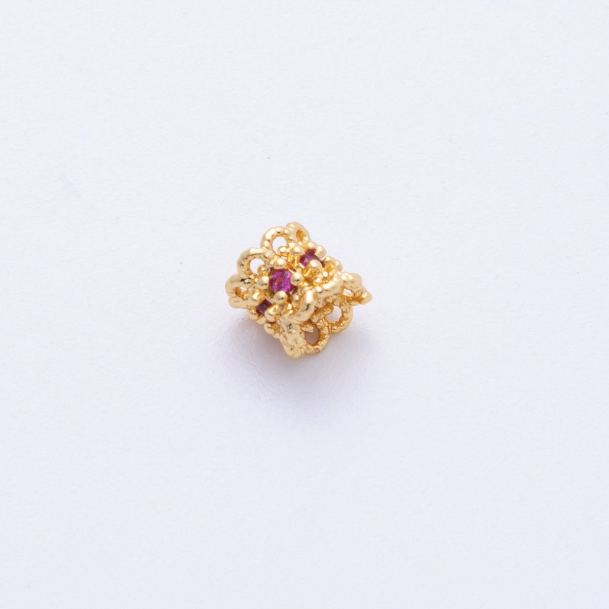 14k Gold Filled 4mm Fuchsia CZ Rope Crown Spacer Beads | BEADS - 00003 - DLUXCA