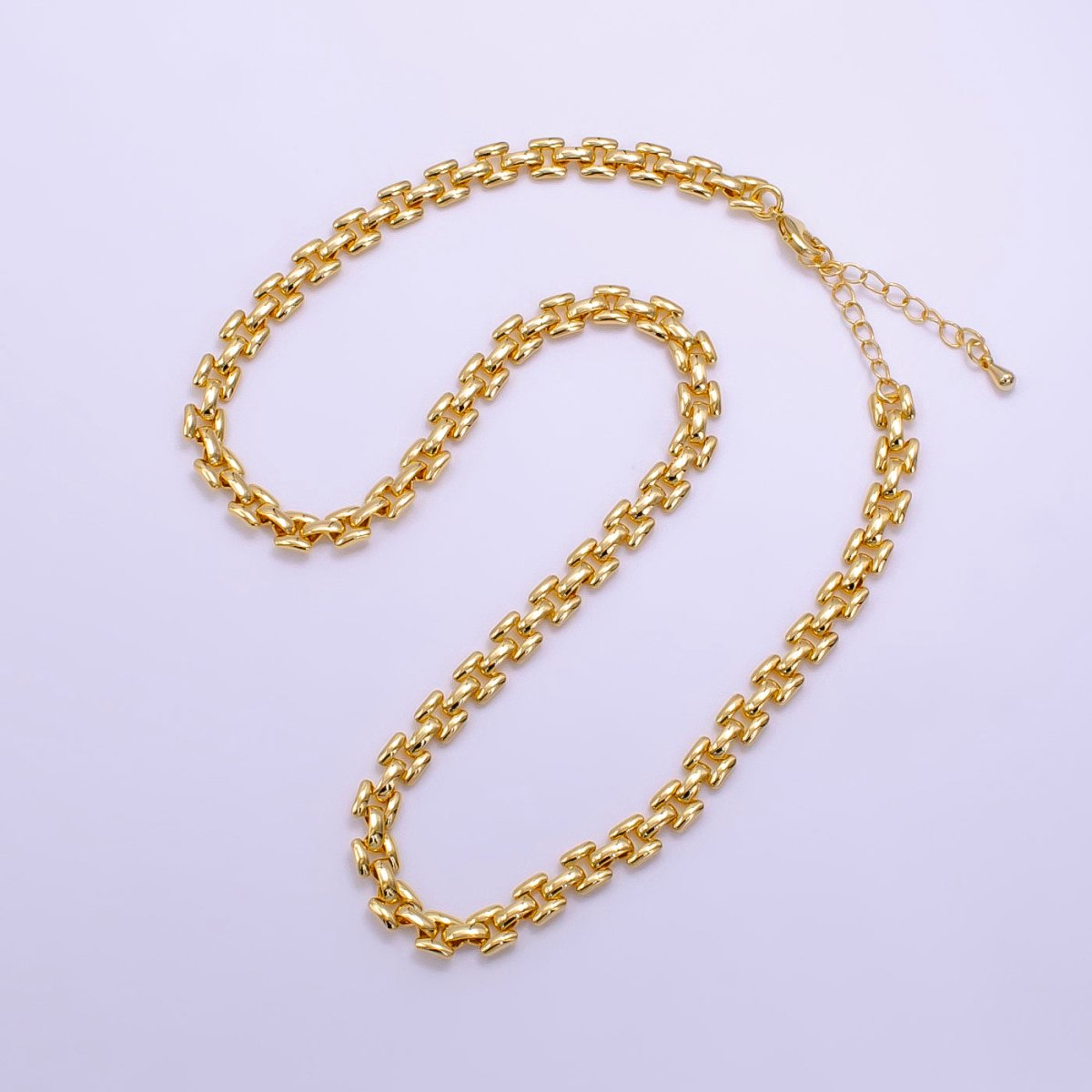 14K Gold Filled 5.5mm Panther Chain 16 Inch Choker Necklace w. Extender | WA-2474 - DLUXCA
