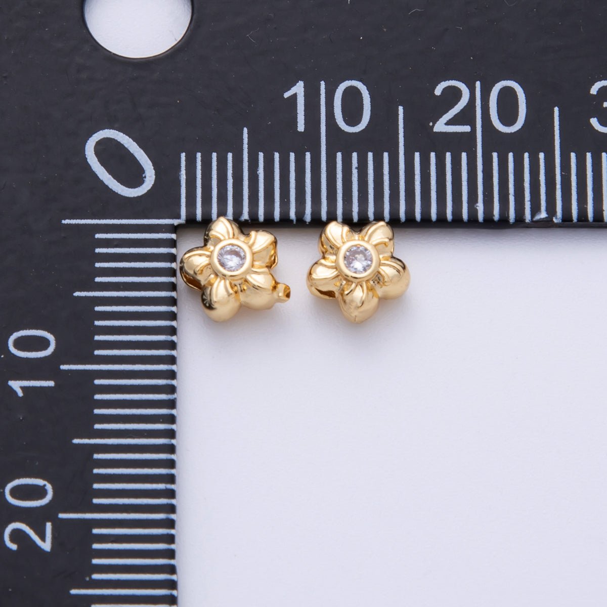 14k Gold Filled 6mm Fuchsia, Clear, And Green Round CZ Flower Textured Spacer Beads | Beads 00006 - 00008 - DLUXCA