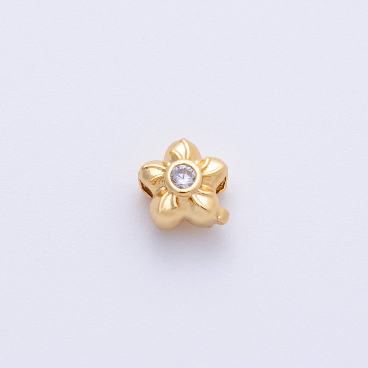 14k Gold Filled 6mm Fuchsia, Clear, And Green Round CZ Flower Textured Spacer Beads | Beads 00006 - 00008 - DLUXCA