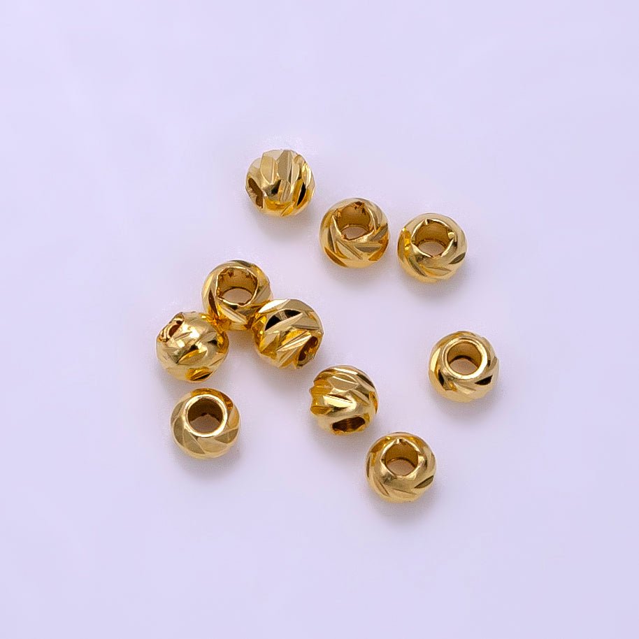 14K Gold Filled 6mm Sunburst Edged Bead By Pack | B920 - DLUXCA