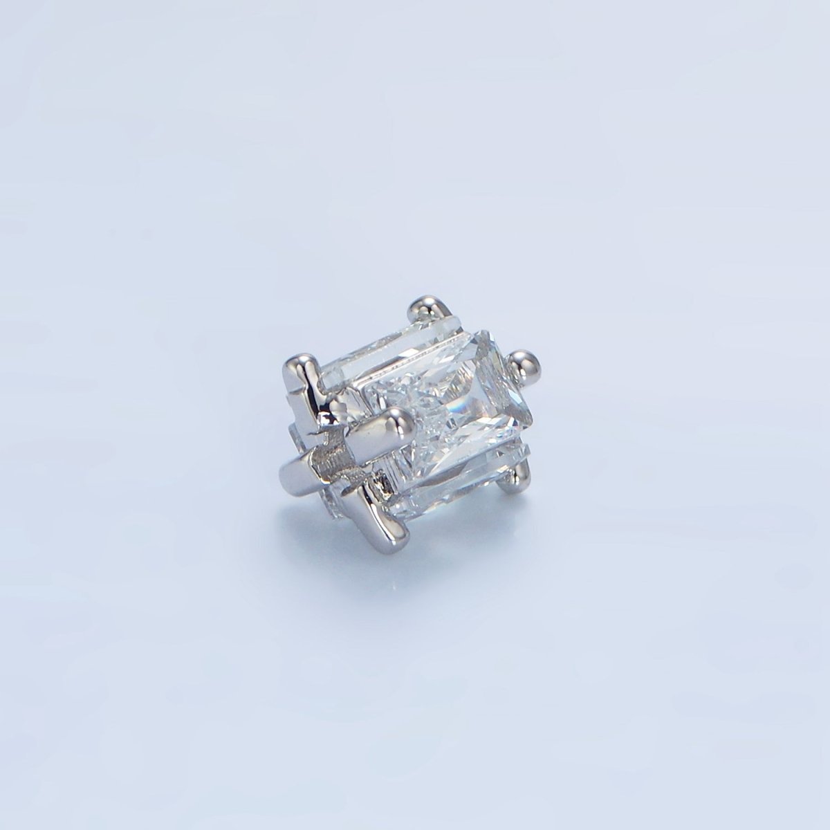 14K Gold Filled 8mm Clear CZ Baguette Square Bead in Gold & Silver | B209 - DLUXCA