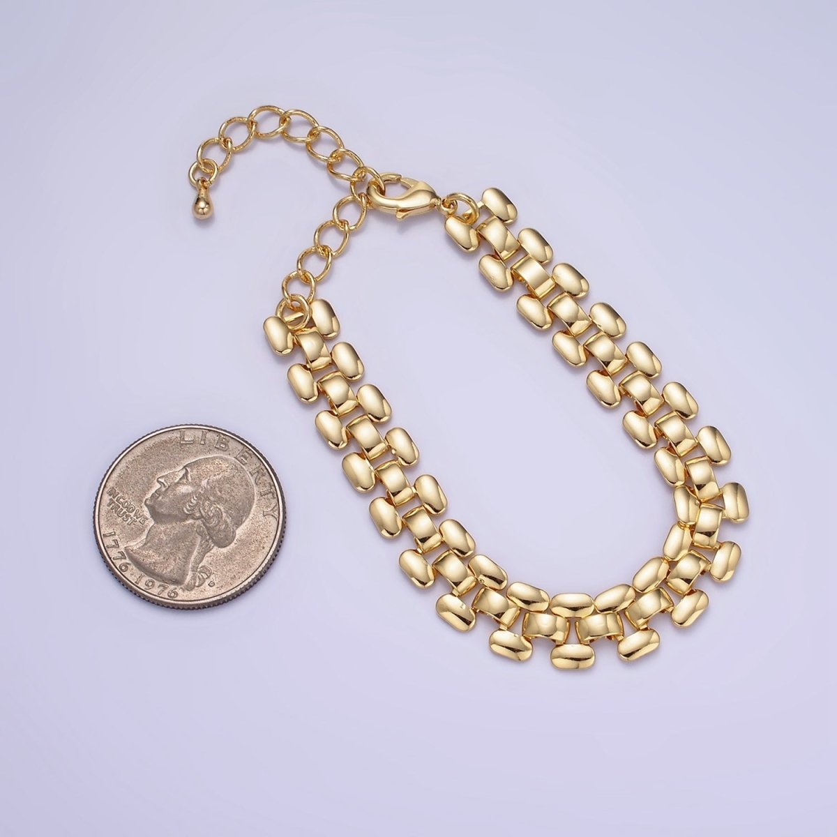 14K Gold Filled 9.3mm Panther Chain Bracelet w. Extender | WA-2475 - DLUXCA