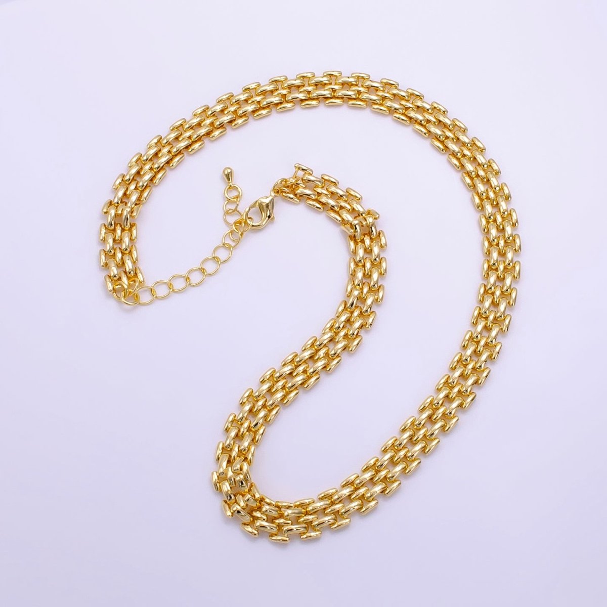 14K Gold Filled 9mm Double Panther Chain 16 Inch Choker Necklace w. Extender | WA-2473 - DLUXCA