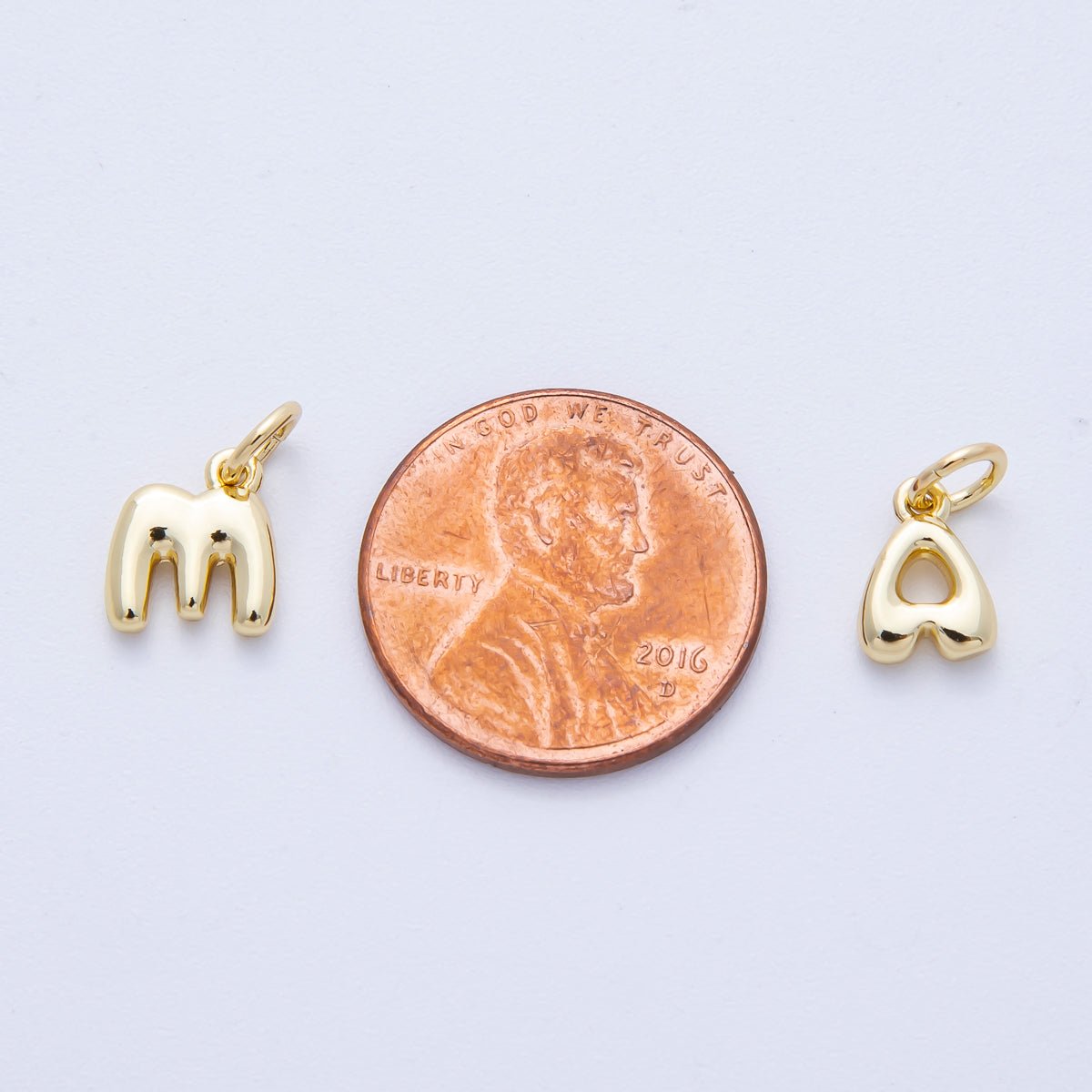 14K Gold Filled 9mm Initial Letter Chubby Balloon Alphabet Charm | AF - 261 - AF273 - DLUXCA