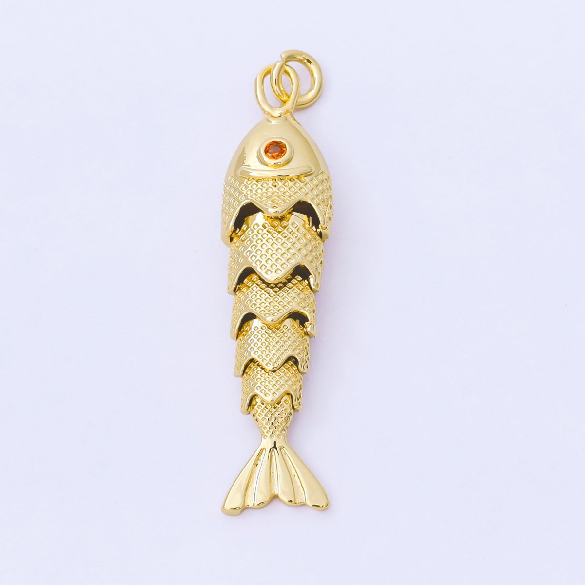 14K Gold Filled 9mm Orange Round CZ Under the Sea Fish Moveable Animals Charm | AF1525 AF1526 - DLUXCA
