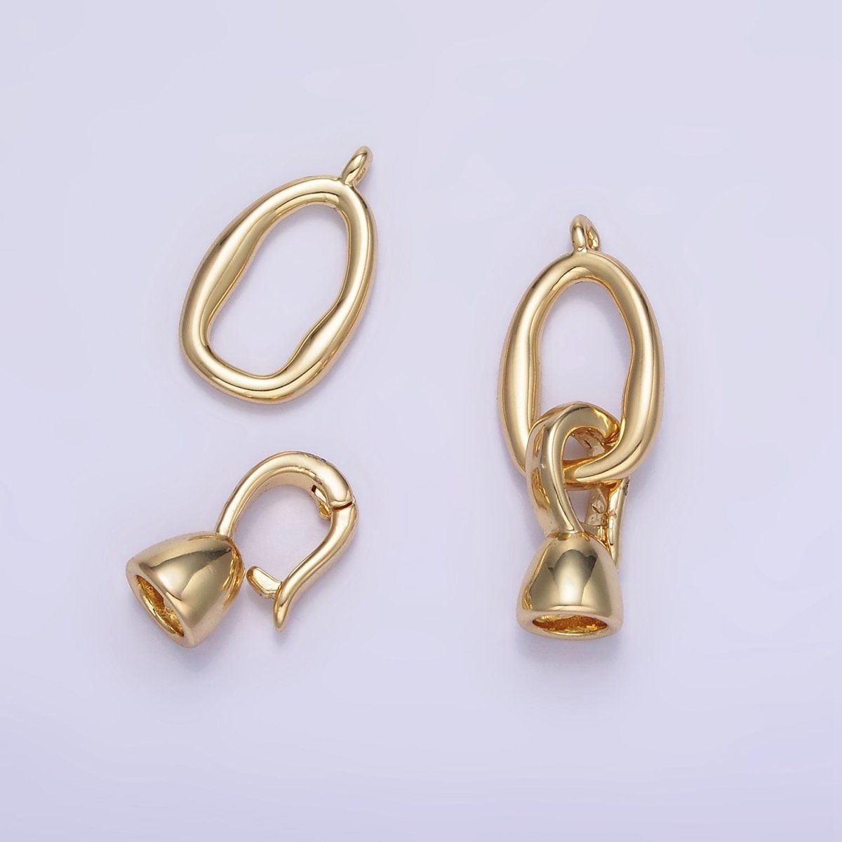 14K Gold Filled Abstract Oblong Snap Latch Findings Set | Z784 - DLUXCA