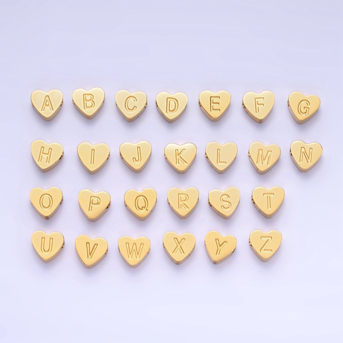 14K Gold Filled Alphabet Letter Engraved Heart Bead | A1552 - A1564 - DLUXCA