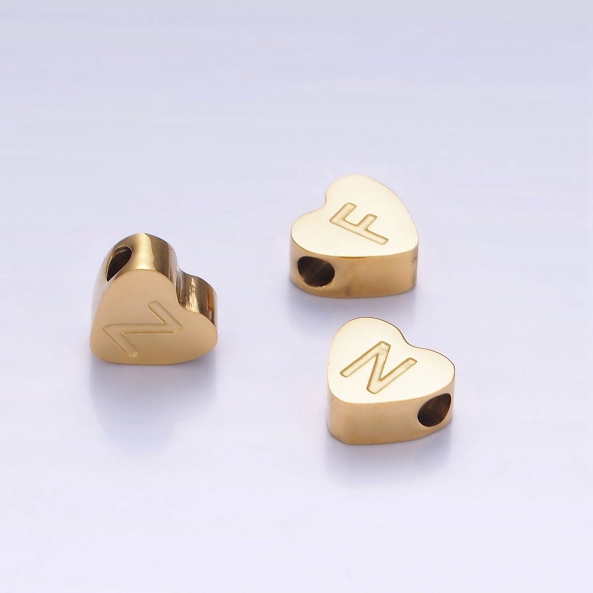 14K Gold Filled Alphabet Letter Engraved Heart Bead | A1552 - A1564 - DLUXCA