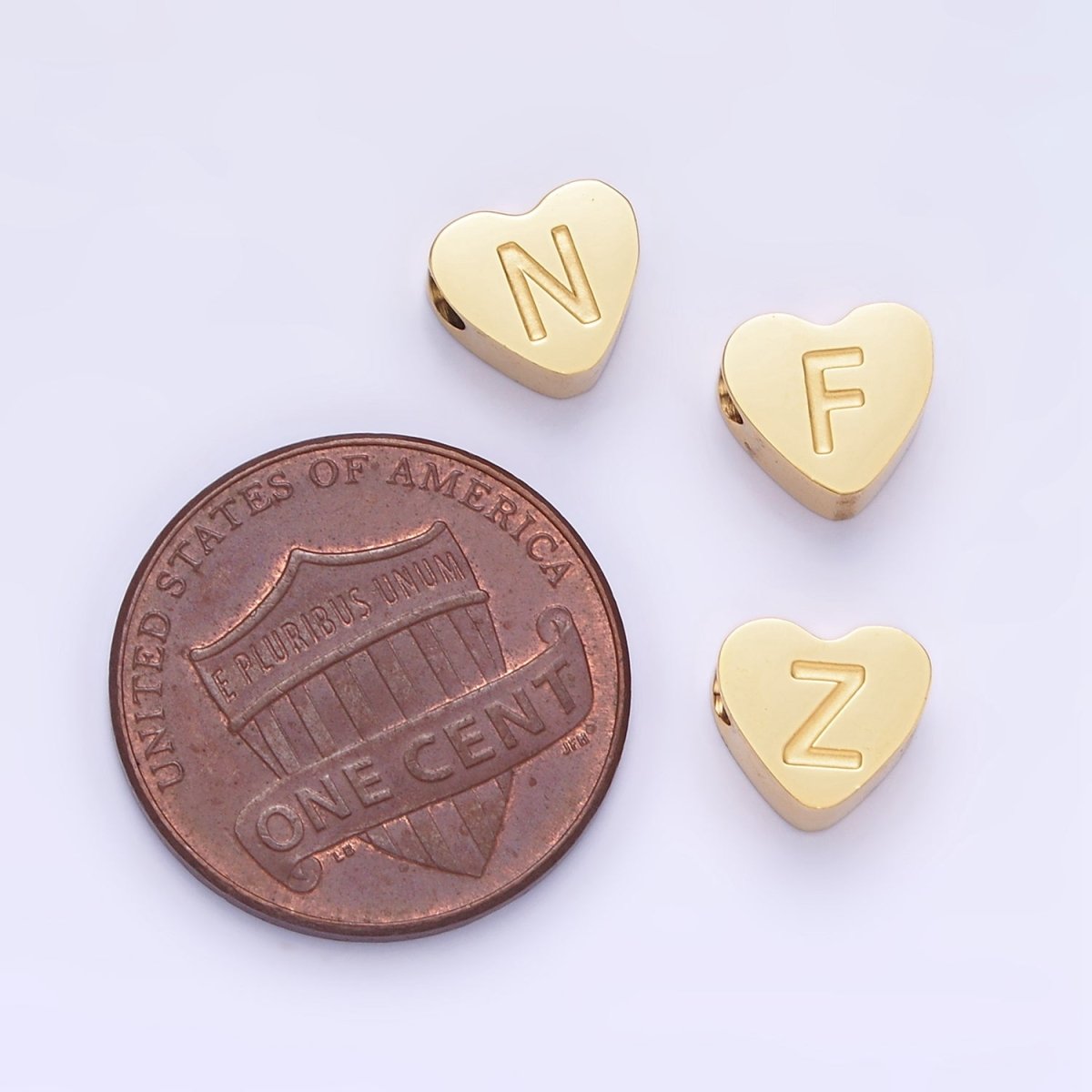 14K Gold Filled Alphabet Letter Engraved Heart Bead | A1552 - A1564 - DLUXCA