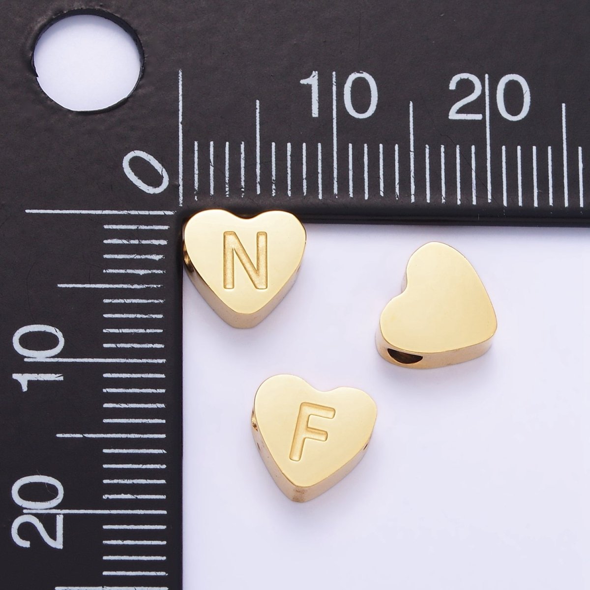 14K Gold Filled Alphabet Letter Engraved Heart Bead | A1552 - A1564 - DLUXCA