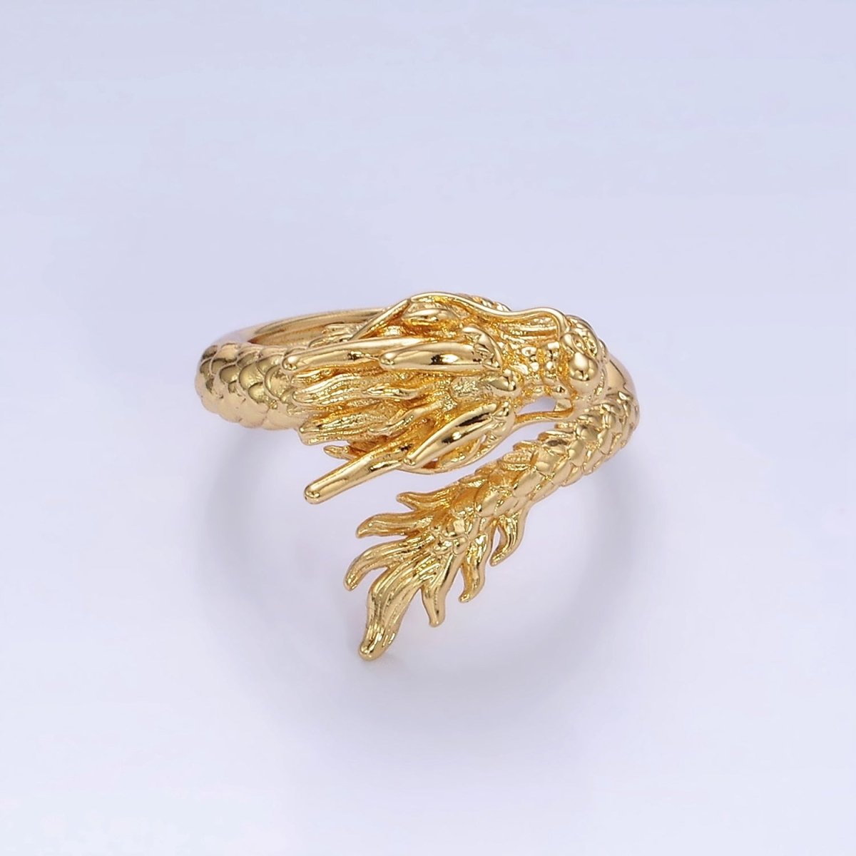 14K Gold Filled Artisan Scaled Dragon Wrap Ring | O1360 - DLUXCA