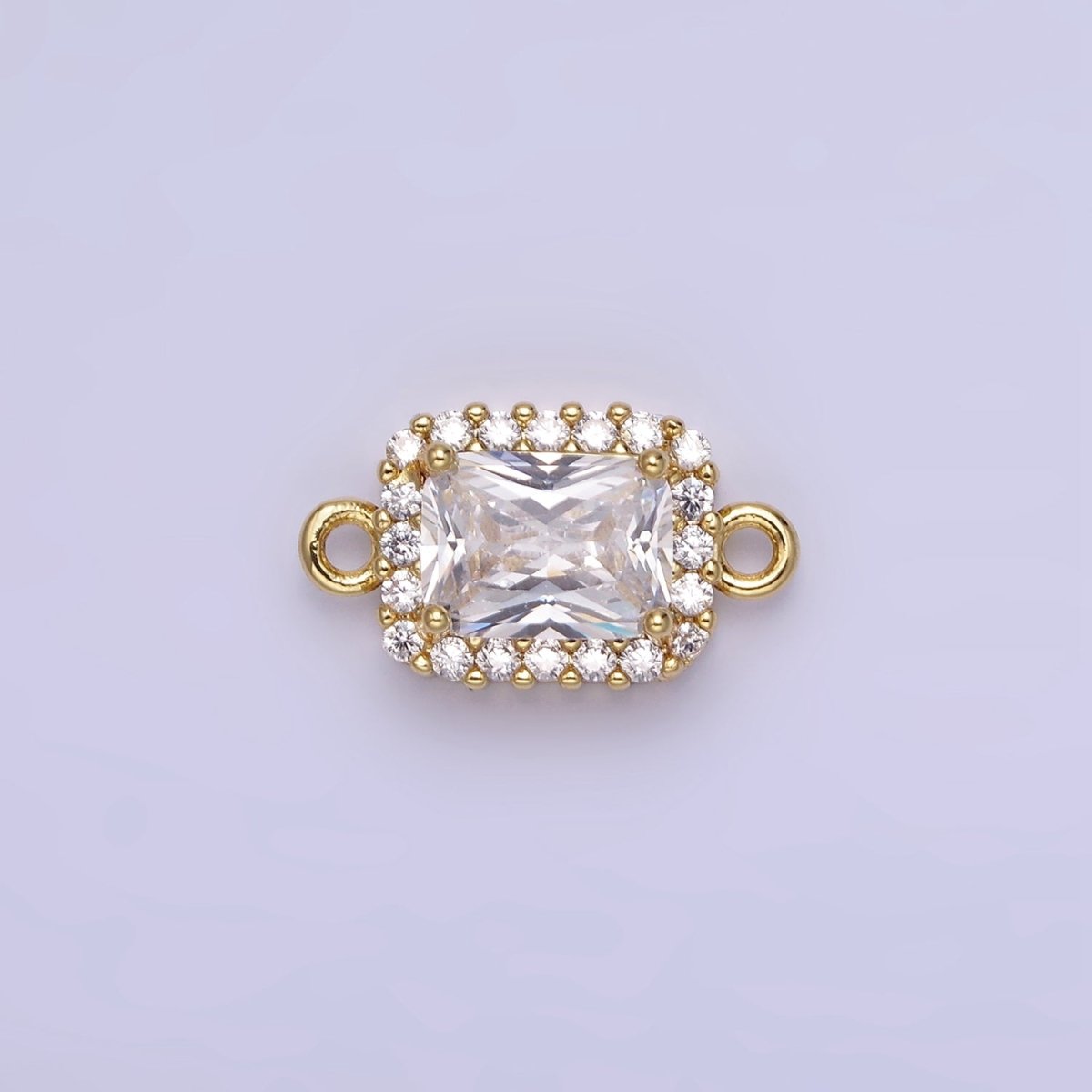 14K Gold Filled Baguette CZ Micro Paved Connector | G383 - G390 - DLUXCA